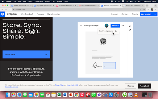 Dropbox landing page Dropbox landing page